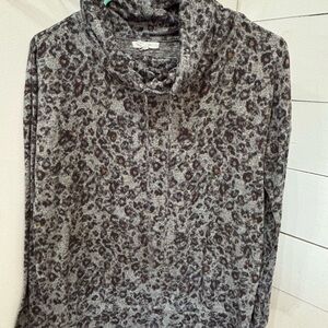 Maurices Gray and Brown Patterned Cowl Neck Sweater